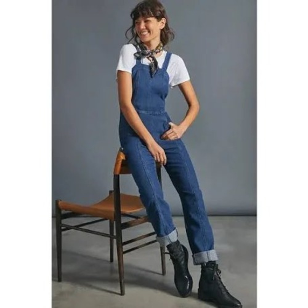 AG Adriano Goldschmied Blue Corduroy Jumpsuit Sleeveless Straight Leg Small